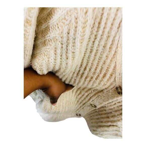 Ava & Viv Womens Chunky Knit Cardigan Sweater Oversized Ivory White One Size - Picture 6 of 6